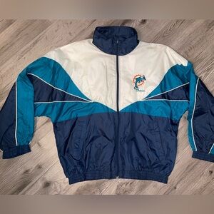 Vintage 90's MIAMI DOLPHINS Pro Player Wind Breaker Jacket Size XL Y2K Football